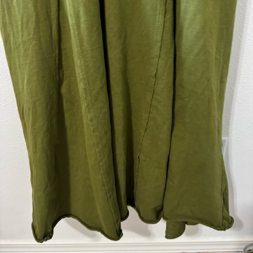 Free People Beach Brentwood Puff Sleeve Maxi Olive Green Cotton Relaxed Fit-S - Picture 6 of 10